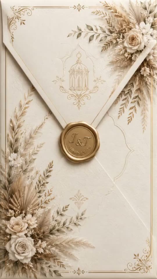 Invitația Boho Pampas, animația de intrare