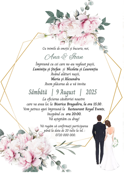 Invitație digitală nunta Blushing Blooms