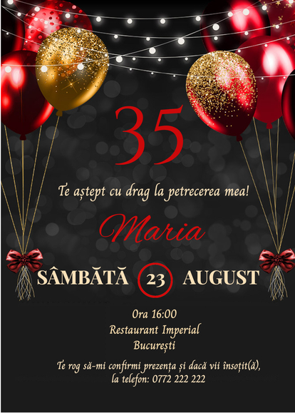 Invitație digitală aniversare Festive Elegance