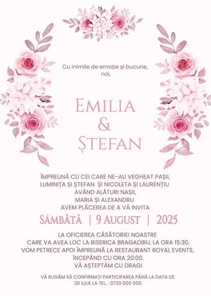 Invitație digitală nunta Floral Elegance