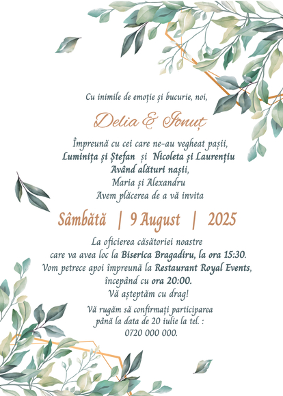Invitație digitală nunta Eucalyptus Elegance