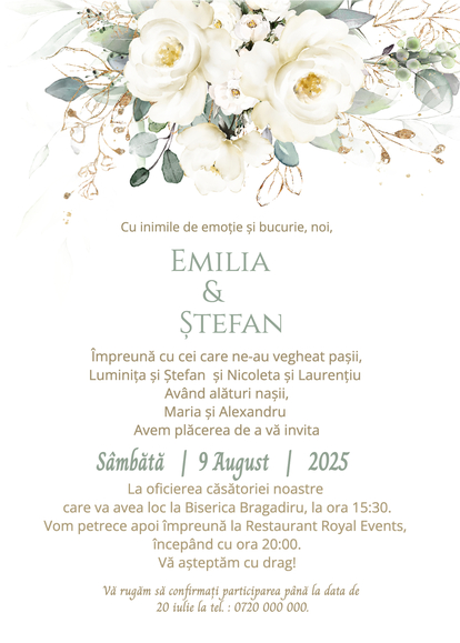 Invitație digitală nunta White Flowers